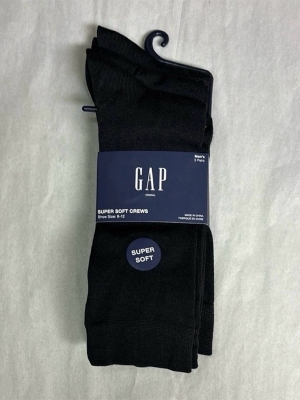 New Gap Socks Men’s 3 Pair Black Super Soft Crews Business Casual Dress Preppy